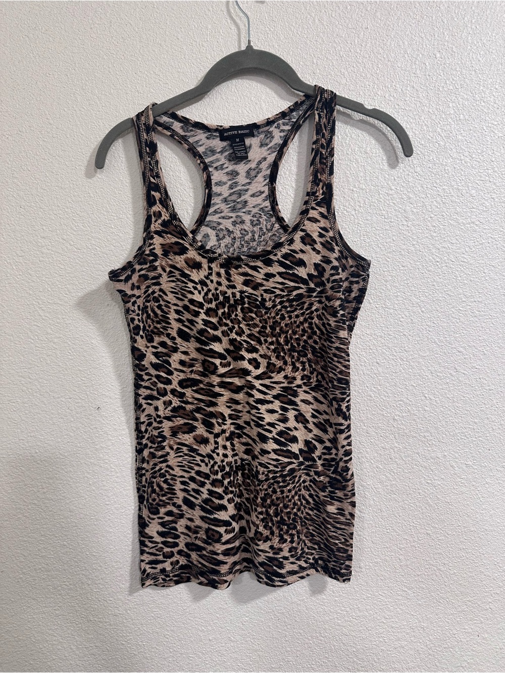 Active Basic Leopard Print Racerback Tank Top - Brown/Tan